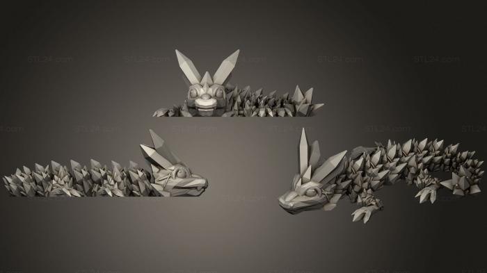 Статуэтки грифоны и драконы (Малыш хрустальный дракон с коротким Хвостом2, STKG_0259) 3D модель для ЧПУ станка