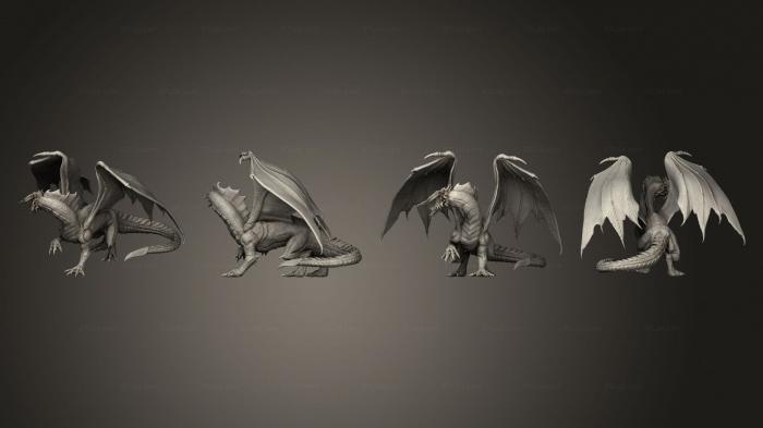 Статуэтки грифоны и драконы (Взрослый Черный Дракон, Огромный, STKG_0279) 3D модель для ЧПУ станка