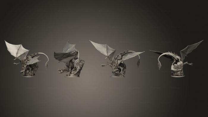 Статуэтки грифоны и драконы (Молодой Черный Дракон, STKG_0284) 3D модель для ЧПУ станка