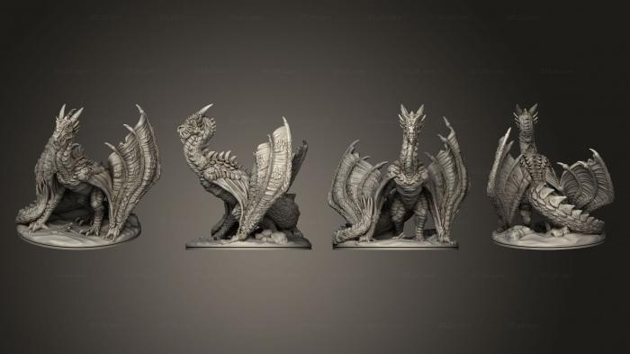 Figurines of griffins and dragons (Desert Wyvern Based Complete, STKG_0316) 3D models for cnc