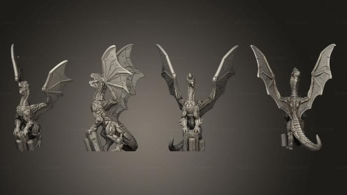 Figurines of griffins and dragons (Dragon Based No Cannon, STKG_0331) 3D models for cnc