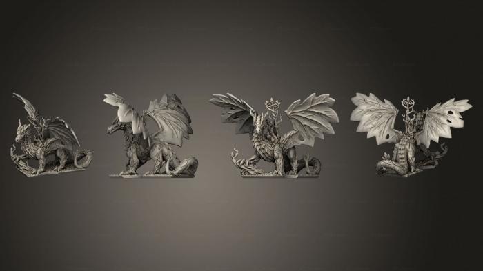 Статуэтки грифоны и драконы (Лесной дракон - колдун, STKG_0366) 3D модель для ЧПУ станка