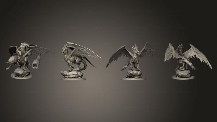 Статуэтки грифоны и драконы (Лесной Дракон, STKG_0367) 3D модель для ЧПУ станка