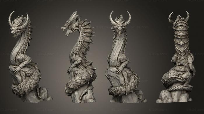 Статуэтки грифоны и драконы (Легендарный Легочный Дракон , Взбирающийся На Гигантский, STKG_0413) 3D модель для ЧПУ станка