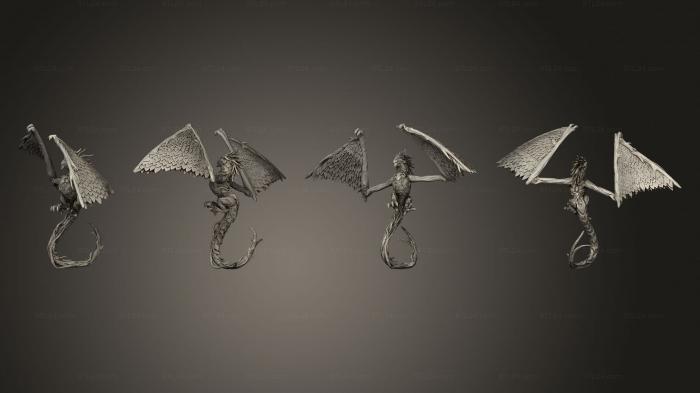 Статуэтки грифоны и драконы (Древесная Виверна , Летящая Большими, STKG_0523) 3D модель для ЧПУ станка