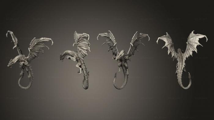 Статуэтки грифоны и драконы (Желтый Дракон Летит Большой, STKG_0527) 3D модель для ЧПУ станка