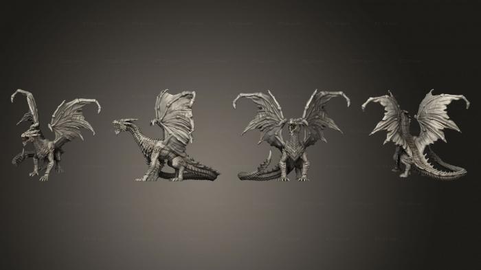 Статуэтки грифоны и драконы (Желтый Дракон Устрашающе Большого Размера, STKG_0528) 3D модель для ЧПУ станка