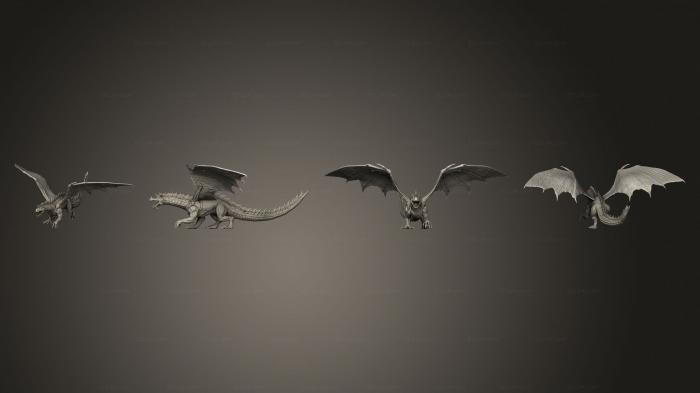Статуэтки грифоны и драконы (Взрослый Зеленый Дракон Огромен, STKG_0535) 3D модель для ЧПУ станка