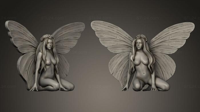 Статуэтки девушки (Девушка бабочка сидит, STKGL_0014) 3D модель для ЧПУ станка