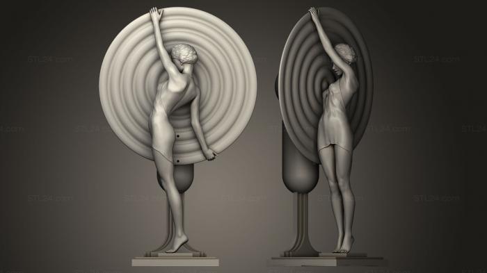 Art Deco Lamp girl with circle