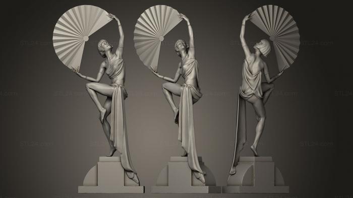 Art Deco Sculpture girl with fan