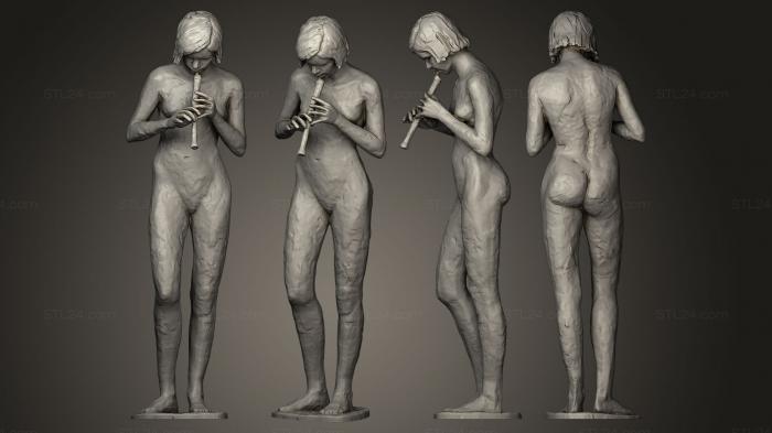 Статуэтки девушки (Девушка, играющая на флейте, STKGL_0094) 3D модель для ЧПУ станка