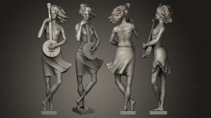 Статуэтки девушки (Девушка с мандолиной, STKGL_0095) 3D модель для ЧПУ станка
