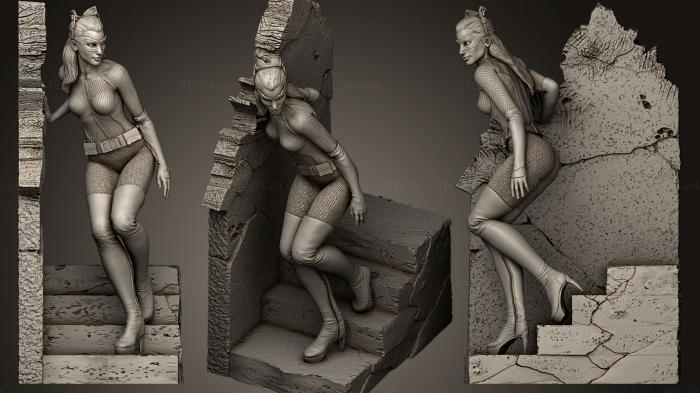 Figurines of girls (Catwoman Statue Wall, STKGL_0177) 3D models for cnc