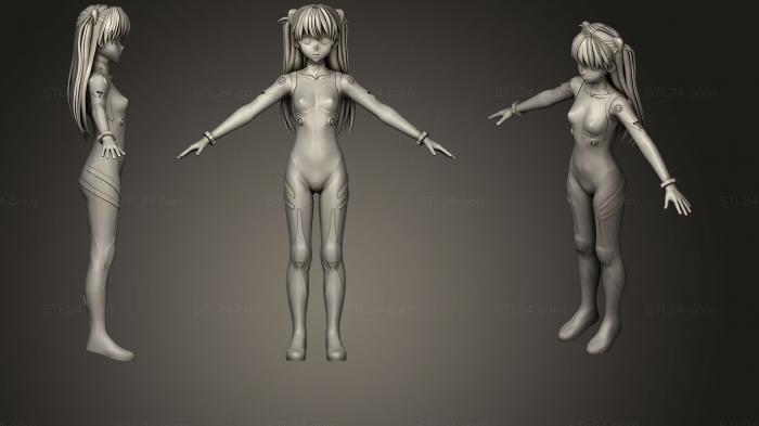 Статуэтки девушки (Аска Лэнгли Сорю, STKGL_0234) 3D модель для ЧПУ станка