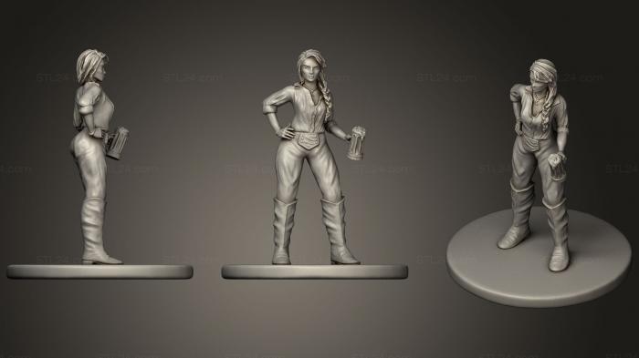 Статуэтки девушки (Миниатюрная женщина- бармен, STKGL_0264) 3D модель для ЧПУ станка