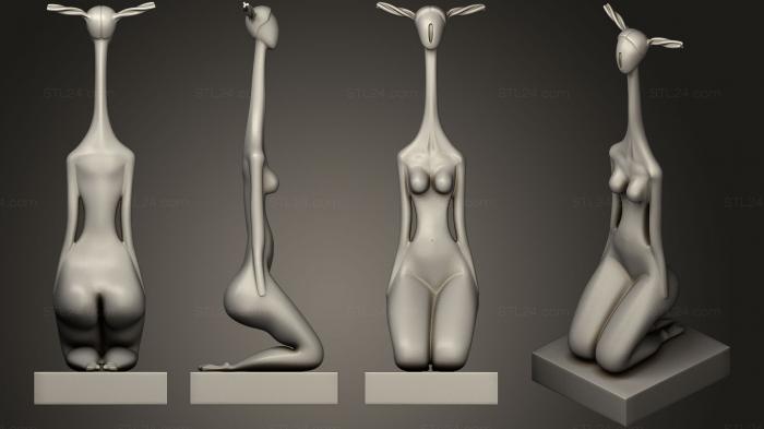 Статуэтки девушки (Скульптура женщины-жирафа, STKGL_0268) 3D модель для ЧПУ станка