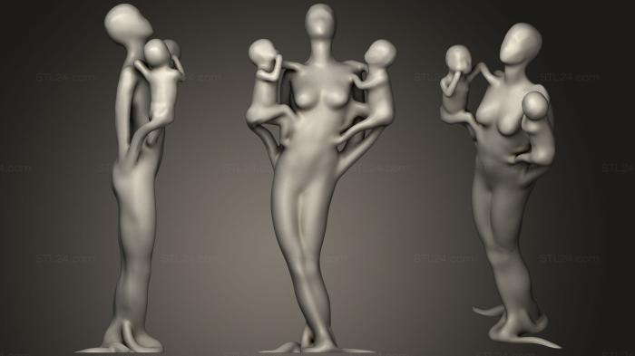 Статуэтки девушки (Мать с двумя детьми Лепит, STKGL_0325) 3D модель для ЧПУ станка