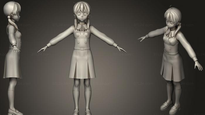 Статуэтки девушки (Тамако Китасиракава, STKGL_0390) 3D модель для ЧПУ станка
