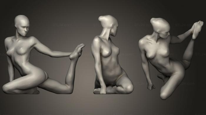 Статуэтки девушки (Поза голубя для йоги, STKGL_0405) 3D модель для ЧПУ станка