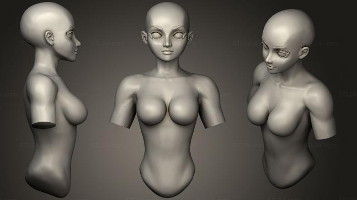 Female toon bust and head