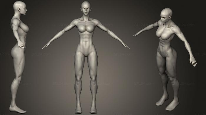 Статуэтки девушки (Подходящая женская Базовая сетка, STKGL_0425) 3D модель для ЧПУ станка
