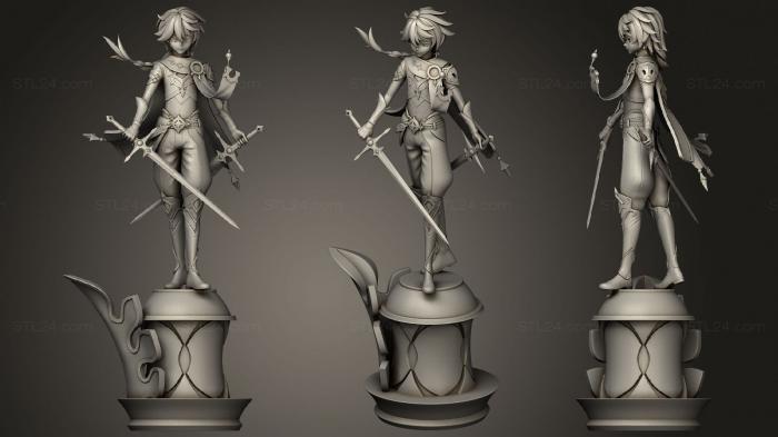 Figurines of girls (Aether Genshin Impact, STKGL_0441) 3D models for cnc