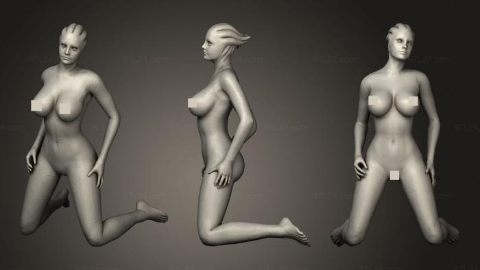 Figurines of girls (Alien girl on knee, STKGL_0470) 3D models for cnc