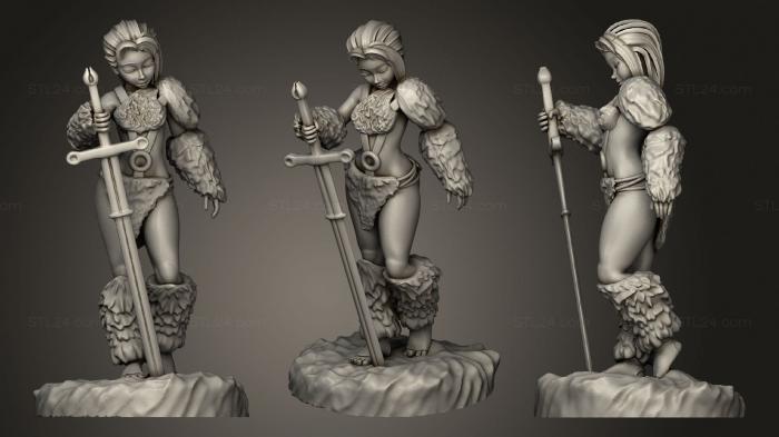 Figurines of girls (Barbarian Female Great Sword Mini, STKGL_0574) 3D models for cnc