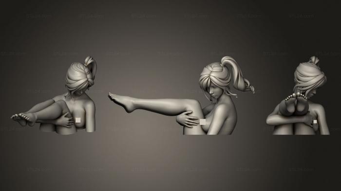 Figurines of girls (Cartoon girl holding legs, STKGL_0680) 3D models for cnc