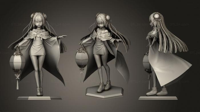 Figurines of girls (China Dress, STKGL_0712) 3D models for cnc