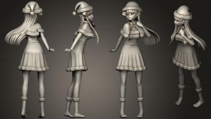 Статуэтки девушки (Рождественский костюм коми шоуко, STKGL_0716) 3D модель для ЧПУ станка