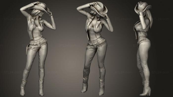 Статуэтки девушки (Ковбойская шляпа, STKGL_0732) 3D модель для ЧПУ станка