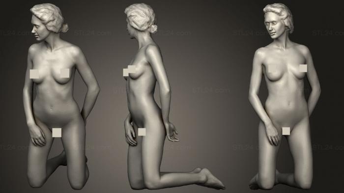 Статуэтки девушки (D Стоящая на коленях обнаженная (NSFW), STKGL_0743) 3D модель для ЧПУ станка