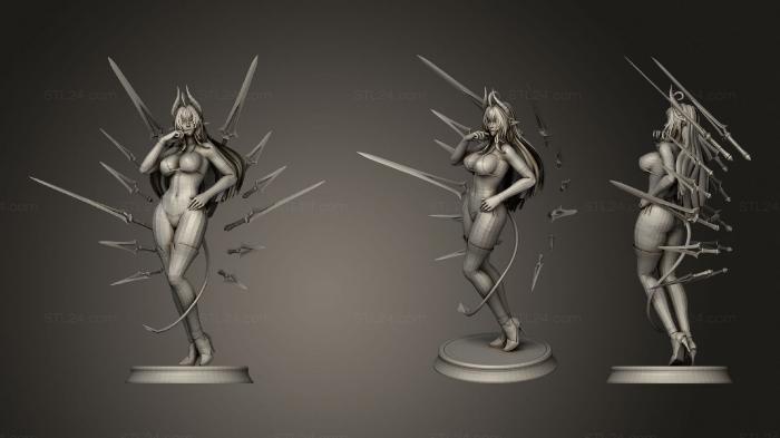 Статуэтки девушки (Девушка-Демон, STKGL_0744) 3D модель для ЧПУ станка