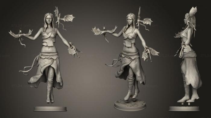 Статуэтки девушки (Дейенерис Таргариен с драконами Игра престолов, STKGL_0745) 3D модель для ЧПУ станка