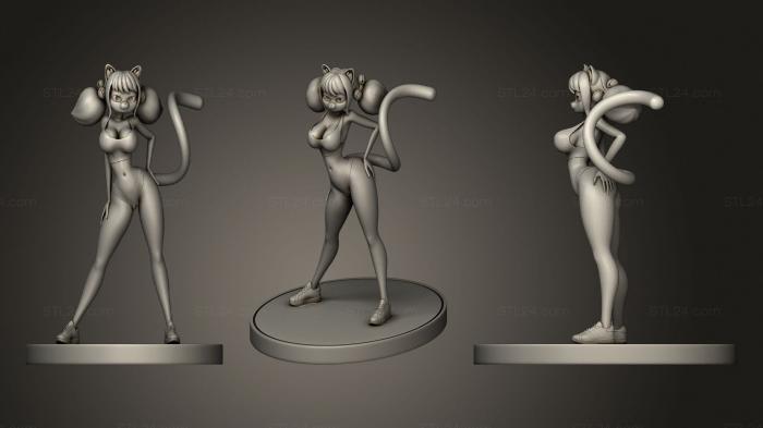 Статуэтки девушки (Дита - ягуар, STKGL_0774) 3D модель для ЧПУ станка