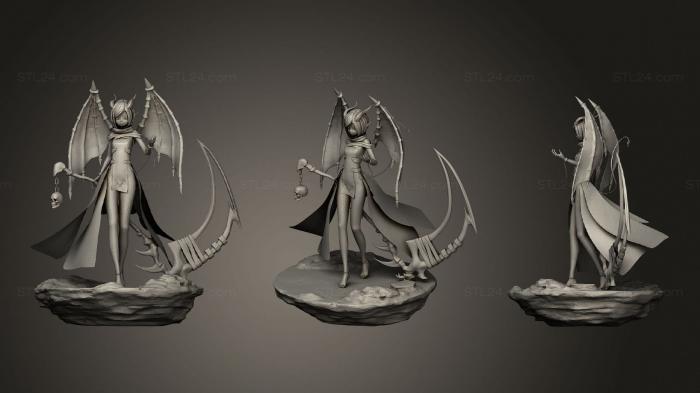 Статуэтки девушки (Девушка-дракон, STKGL_0781) 3D модель для ЧПУ станка