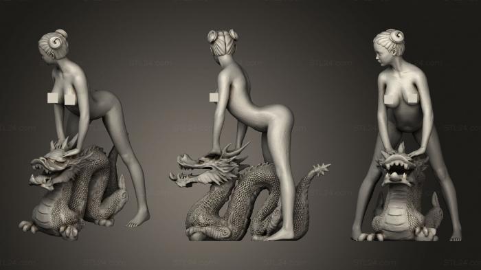 Статуэтки девушки (Девушка-дракон, STKGL_0782) 3D модель для ЧПУ станка