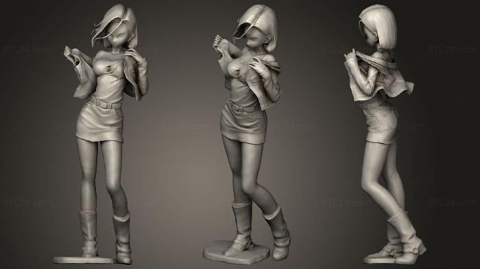Статуэтки девушки (Dragonball android № 18, STKGL_0783) 3D модель для ЧПУ станка