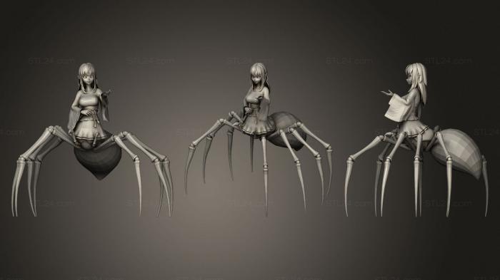 Статуэтки девушки (Эмилия Ре Зеро, Чиби и Девочка-монстр Арахна, STKGL_0804) 3D модель для ЧПУ станка