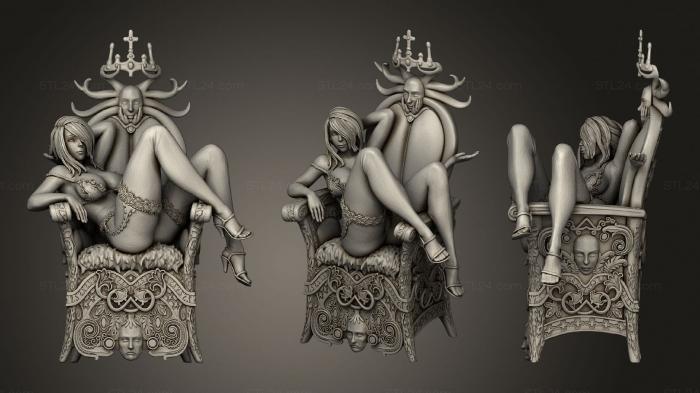 Figurines of girls (Extremely detailed Lingerie girl on Trone, STKGL_0817) 3D models for cnc