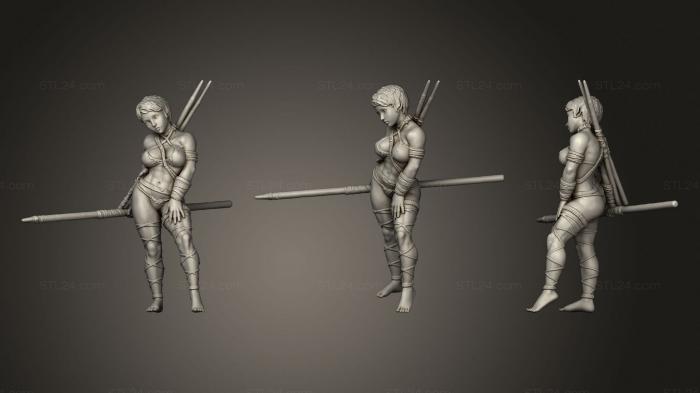 Статуэтки девушки (Женщина-авантюристка-Акробатка, STKGL_0836) 3D модель для ЧПУ станка
