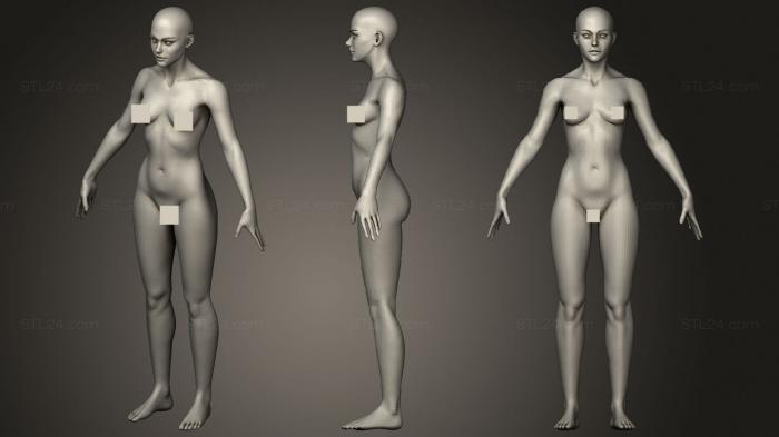 Статуэтки девушки (Изучение реалистичной женской анатомии обнаженной натуры, STKGL_0852) 3D модель для ЧПУ станка