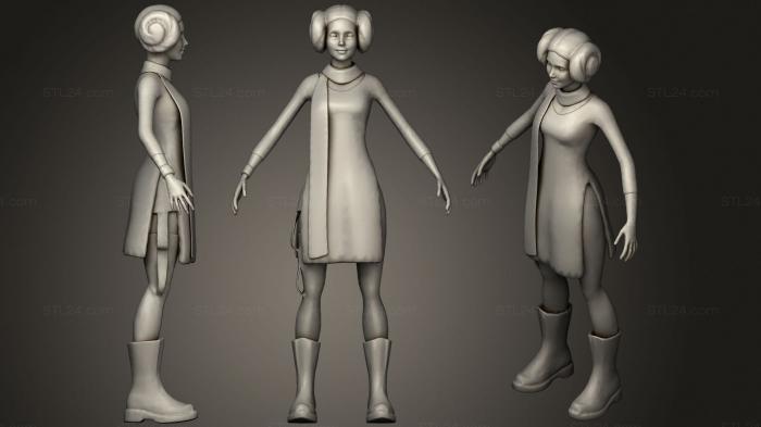 Статуэтки девушки (Женский аватар в стиле Звездных войн, STKGL_0854) 3D модель для ЧПУ станка