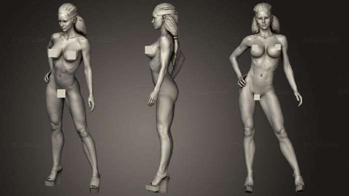 Статуэтки девушки (Фитнес голышом, STKGL_0869) 3D модель для ЧПУ станка