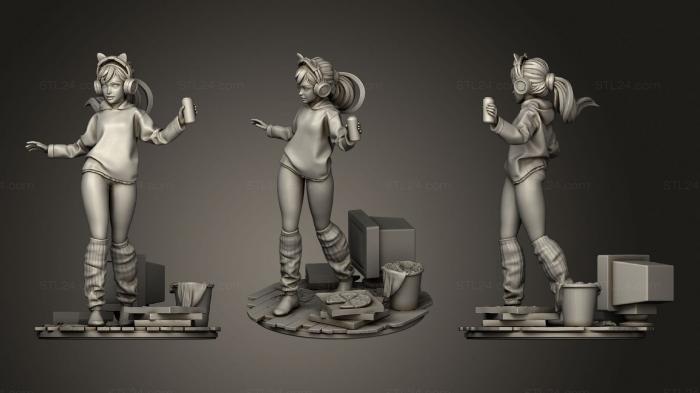 Статуэтки девушки (Девушка-Геймер, STKGL_0890) 3D модель для ЧПУ станка