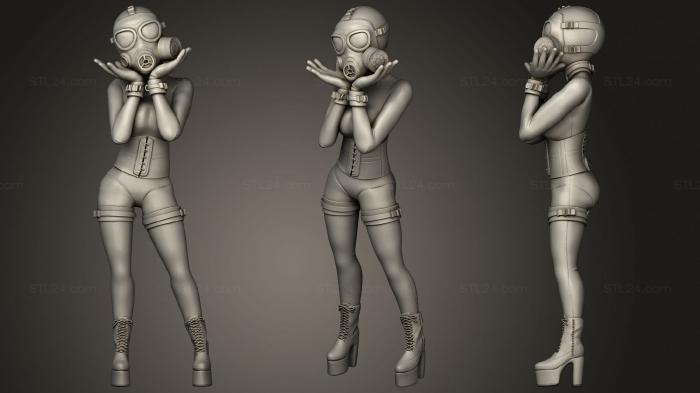 Статуэтки девушки (Имперские Фигурки Девушек В Противогазах, STKGL_0897) 3D модель для ЧПУ станка