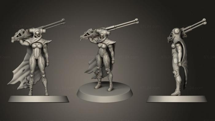 Figurines of girls (Girl gun skull mini, STKGL_0918) 3D models for cnc