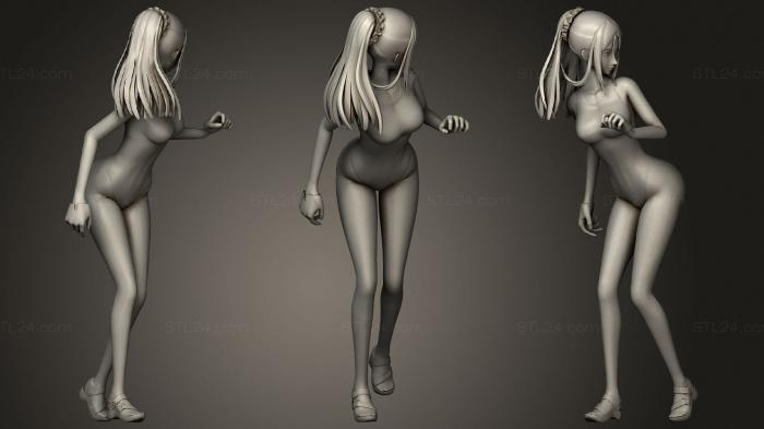 Figurines of girls (Girl looking back, STKGL_0932) 3D models for cnc